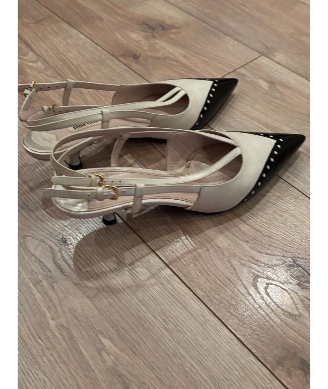 MIU MIU Кожаные лодочки на низком каблуке, фото 6