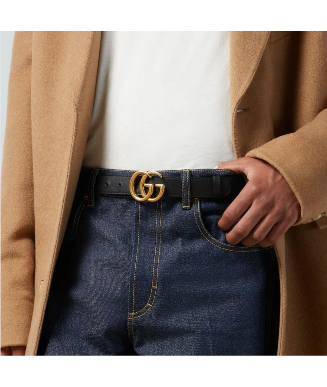 GUCCI Черный кожаный ремень, фото 3