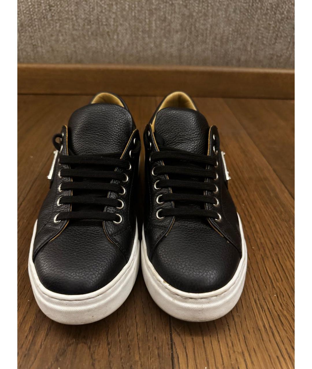 PHILIPP PLEIN Черные кожаные кеды, фото 2