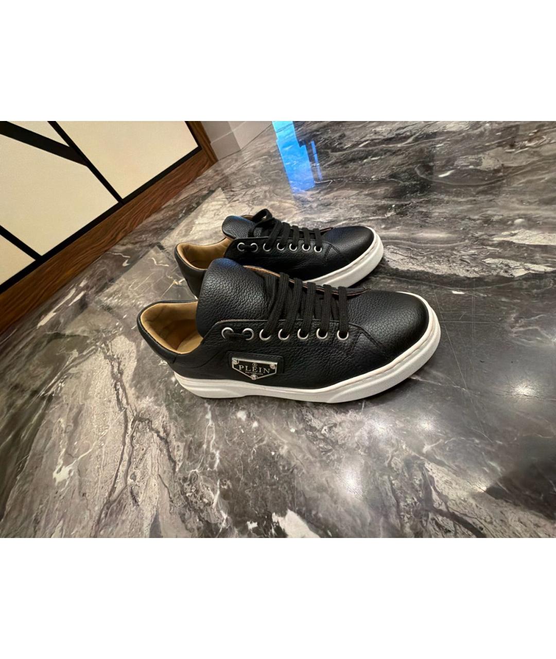 PHILIPP PLEIN Черные кожаные кеды, фото 5