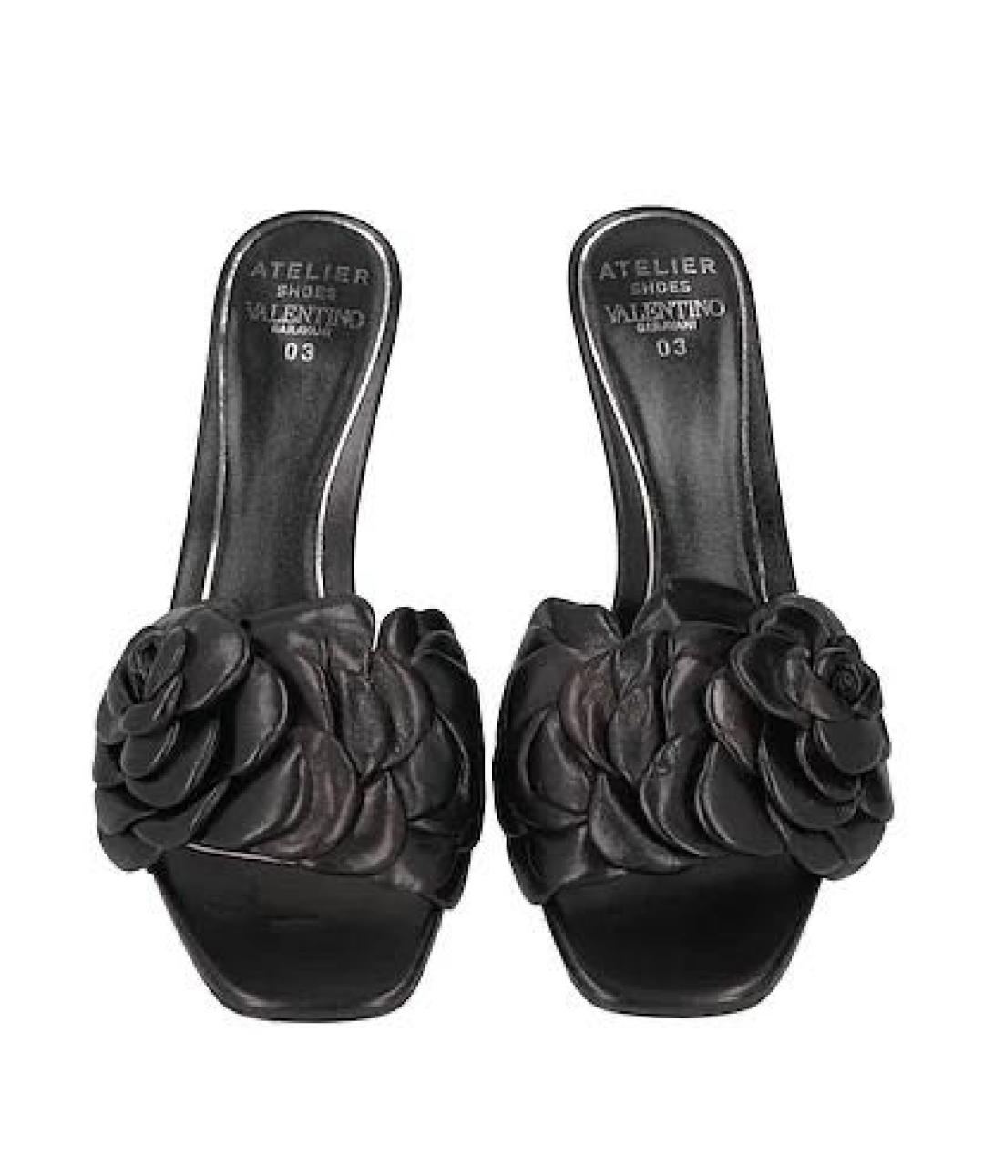 VALENTINO Черные кожаные мюли, фото 4