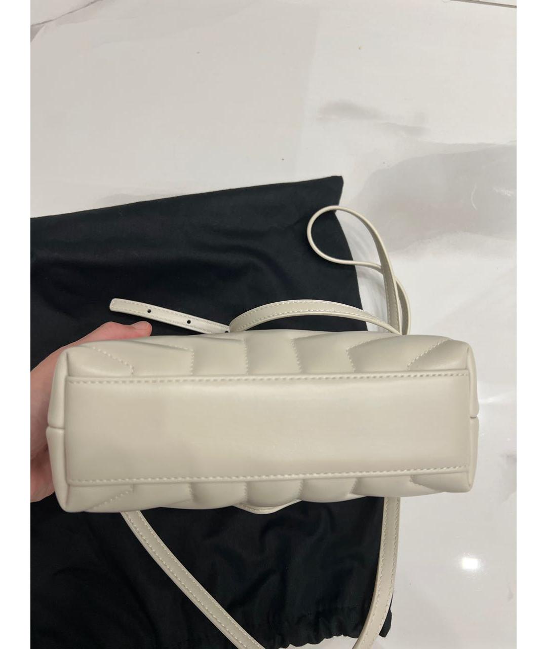 SAINT LAURENT Бежевая кожаная сумка через плечо, фото 3