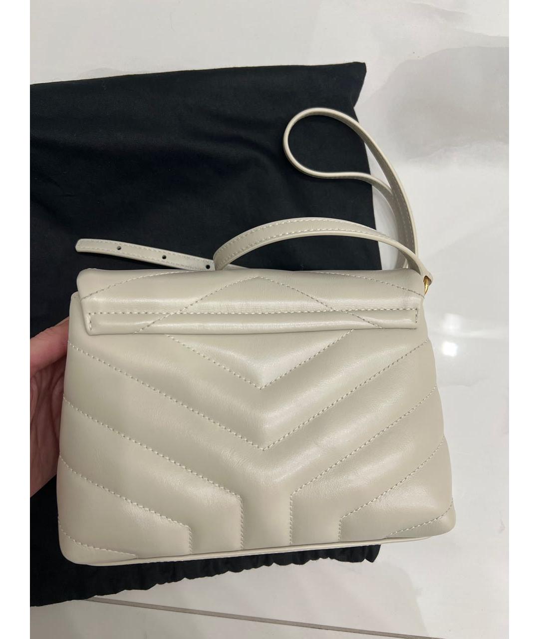 SAINT LAURENT Бежевая кожаная сумка через плечо, фото 2