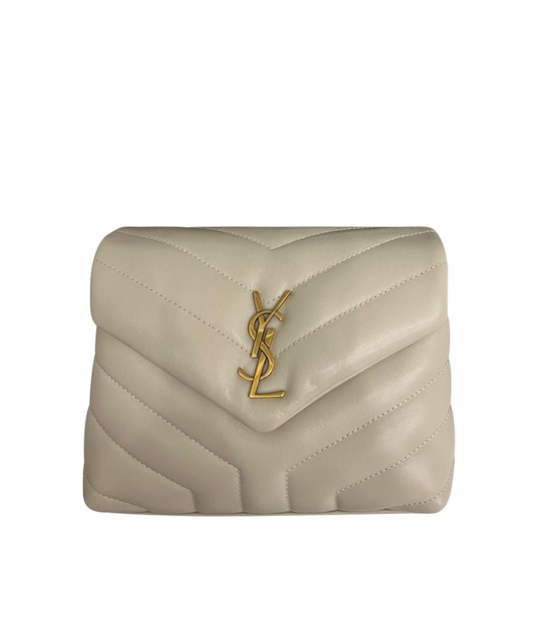 SAINT LAURENT Бежевая кожаная сумка через плечо, фото 1