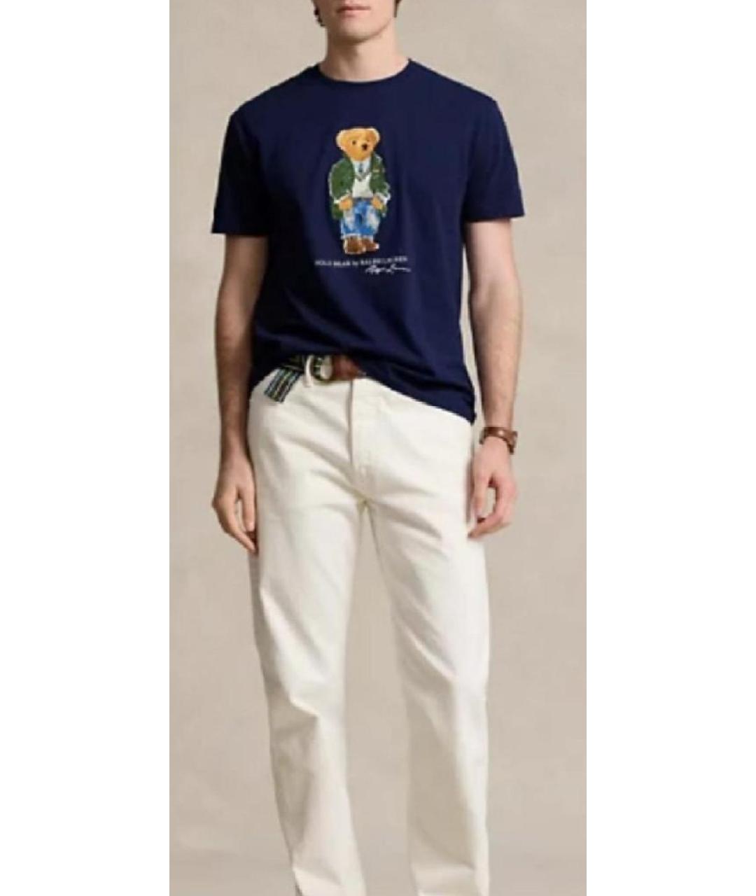 POLO RALPH LAUREN Темно-синяя хлопковая футболка, фото 4