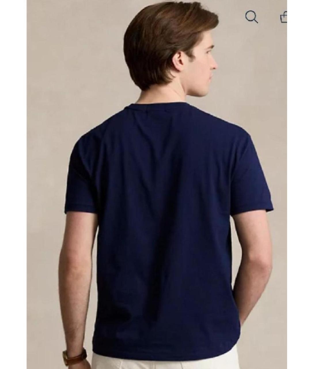 POLO RALPH LAUREN Темно-синяя хлопковая футболка, фото 2