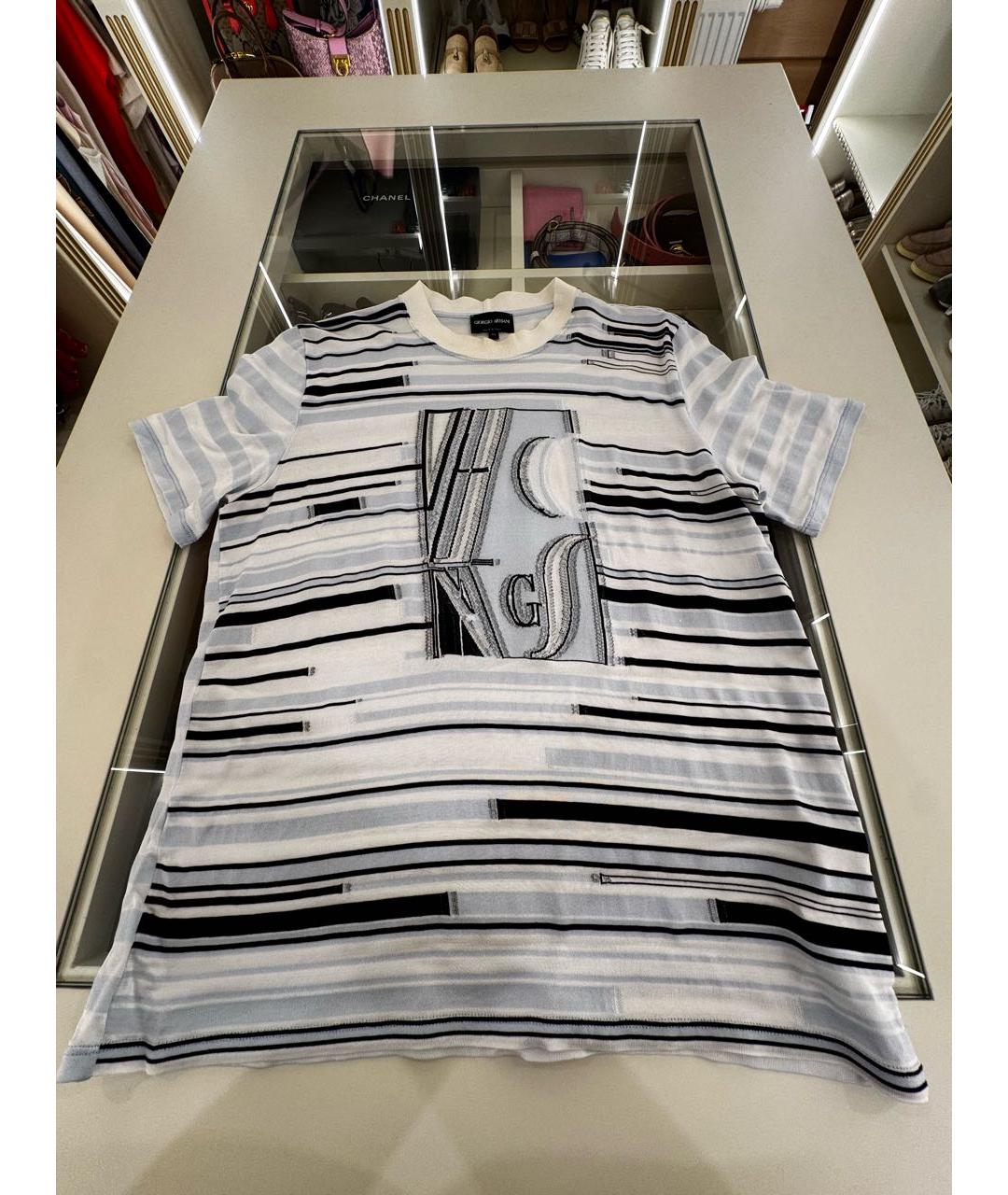 GIORGIO ARMANI Голубая хлопковая футболка, фото 4