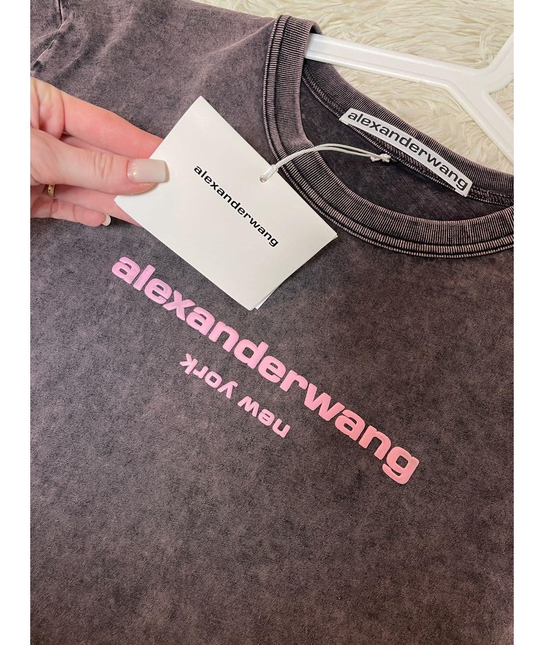 ALEXANDER WANG Фиолетовая хлопковая футболка, фото 3