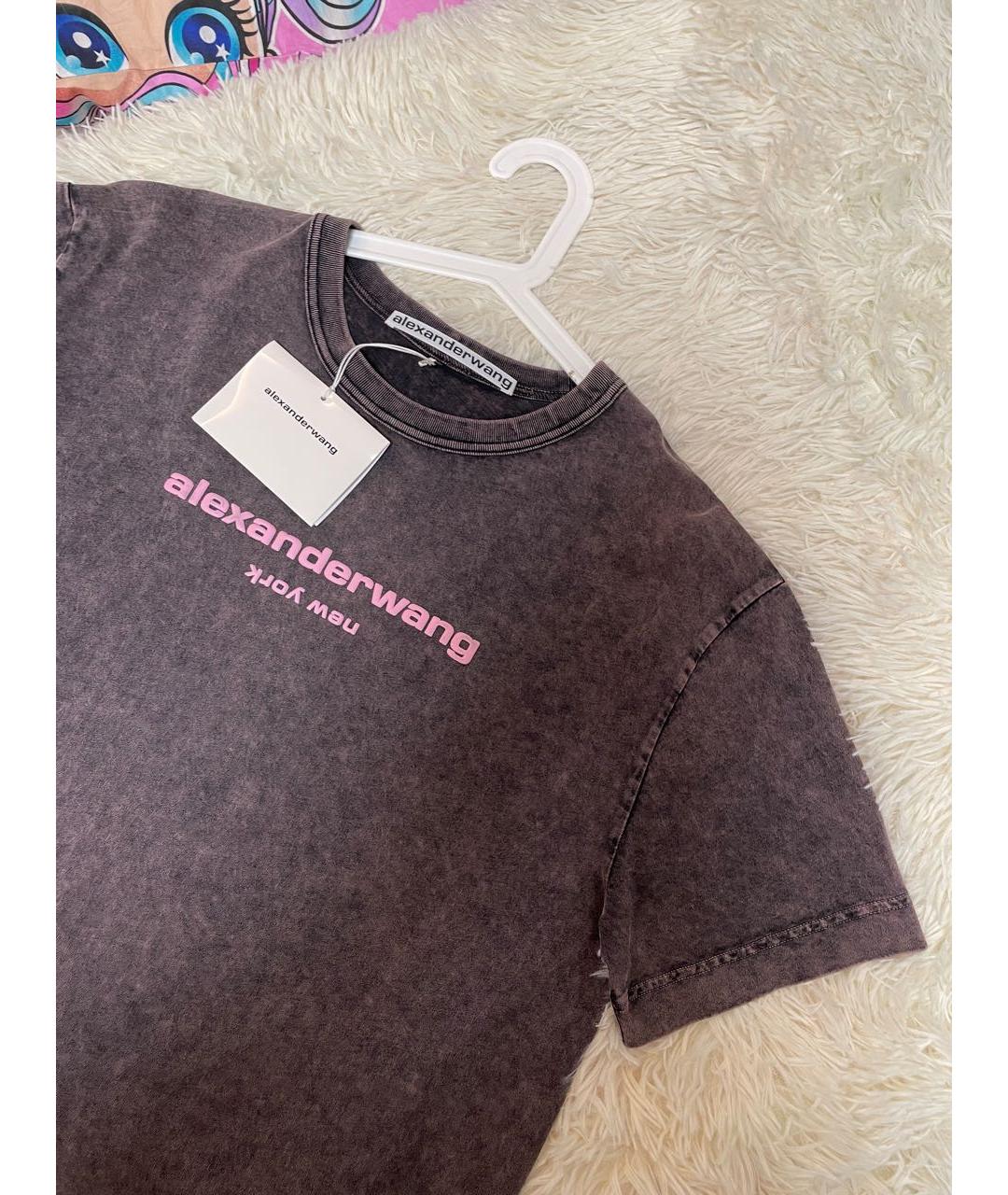 ALEXANDER WANG Фиолетовая хлопковая футболка, фото 2