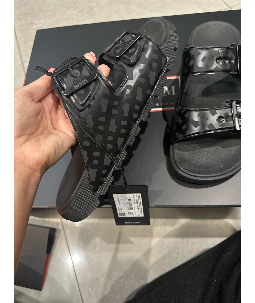 HUGO BOSS Черные шлепанцы, фото 6