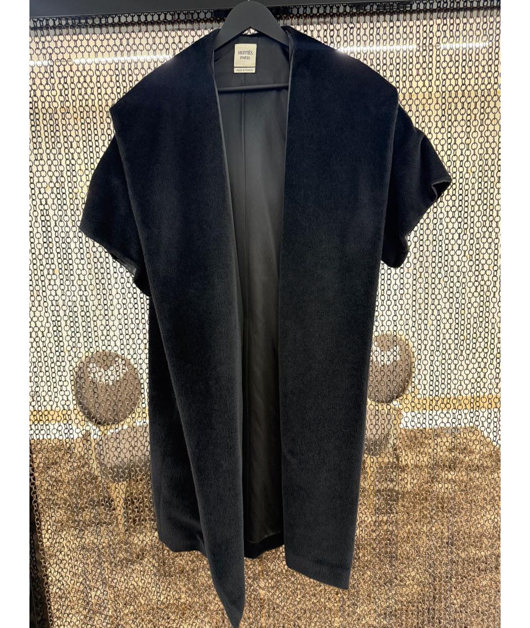 HERMES Черное шерстяное пальто, фото 5