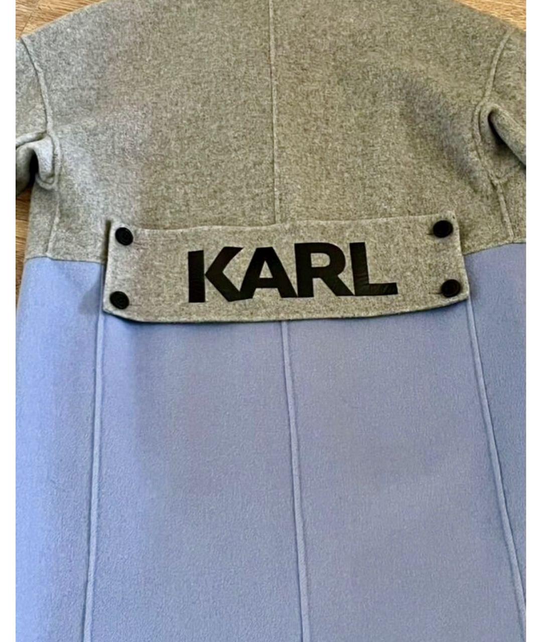 KARL LAGERFELD Серое шерстяное пальто, фото 3