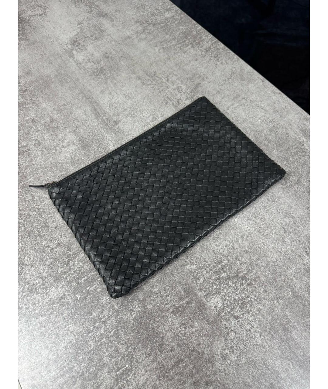 BOTTEGA VENETA Черная кожаная барсетка, фото 2