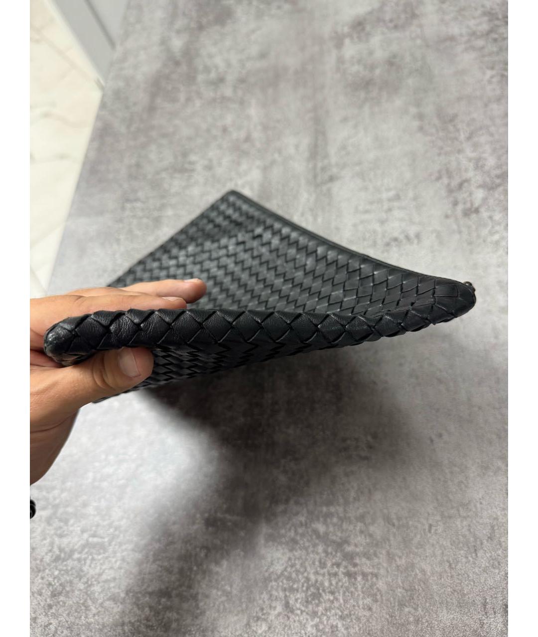 BOTTEGA VENETA Черная кожаная барсетка, фото 4