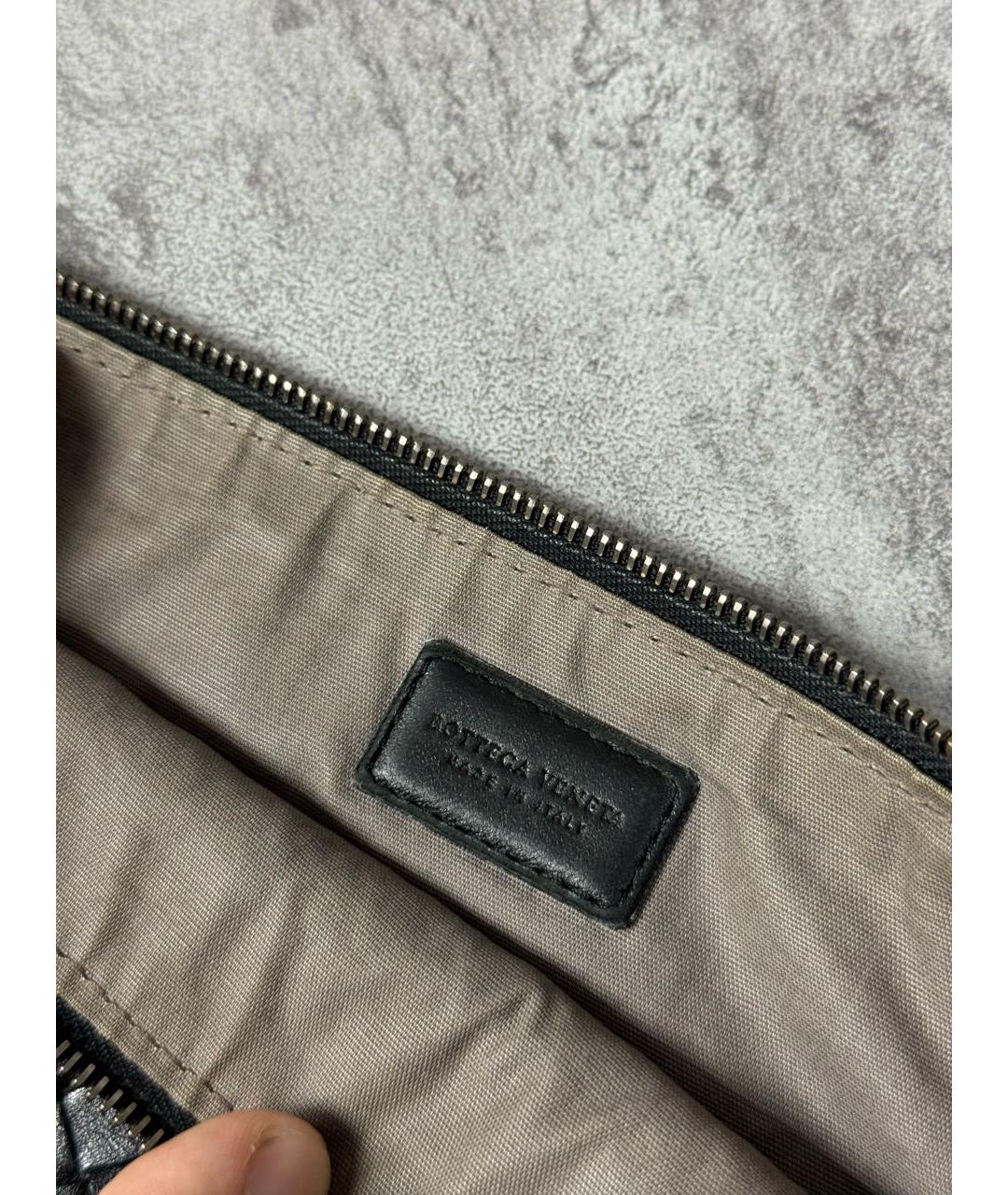 BOTTEGA VENETA Черная кожаная барсетка, фото 8
