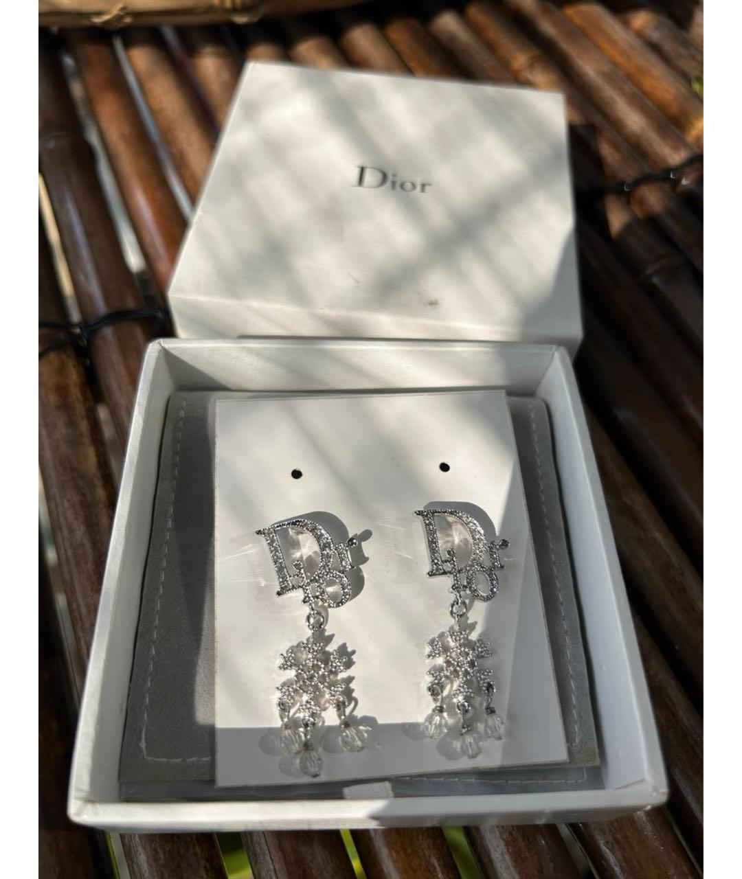 CHRISTIAN DIOR Серебряные стеклянные серьги, фото 2