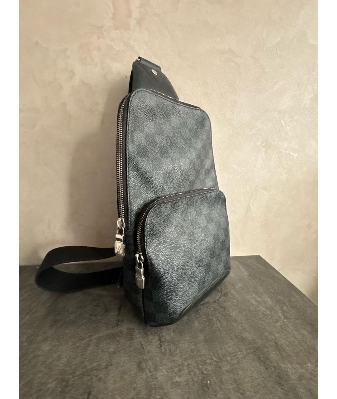 LOUIS VUITTON Антрацитовая кожаная сумка на плечо, фото 2