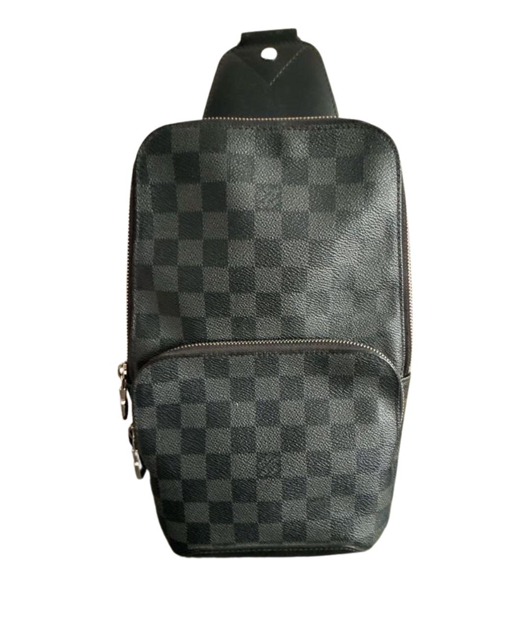 LOUIS VUITTON Антрацитовая кожаная сумка на плечо, фото 1