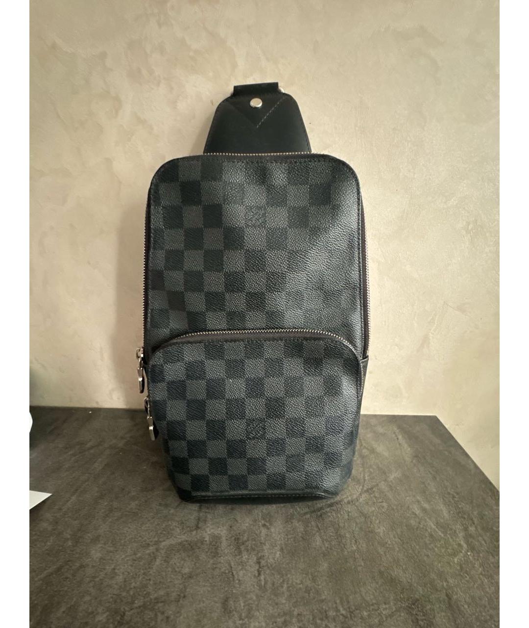 LOUIS VUITTON Антрацитовая кожаная сумка на плечо, фото 5