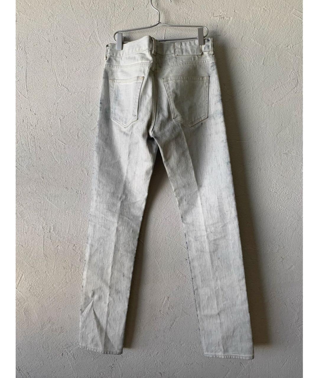 MAISON MARGIELA Белые хлопковые прямые джинсы, фото 2