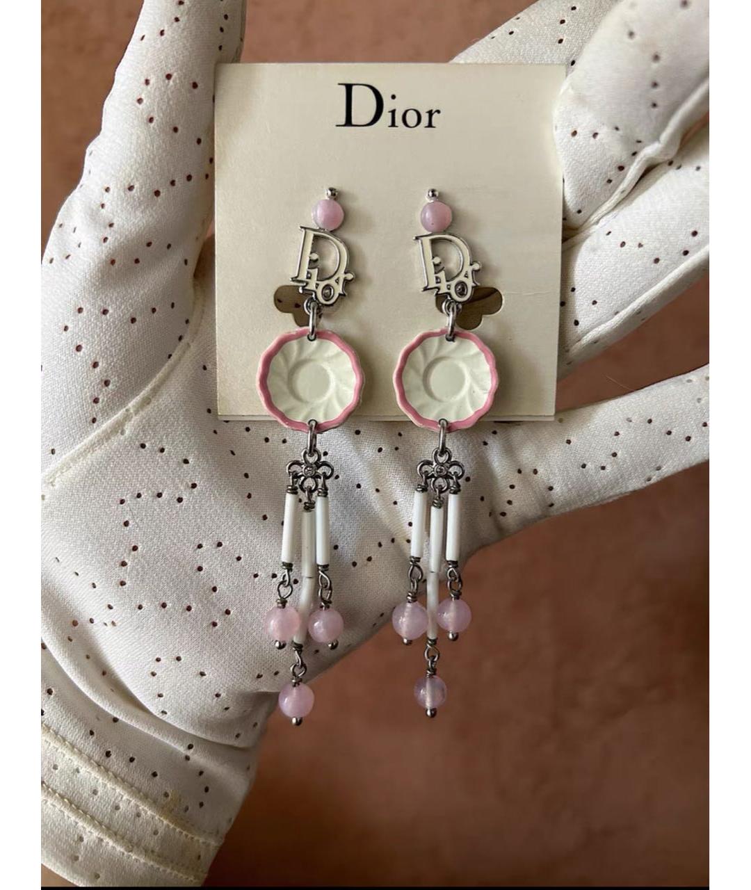 CHRISTIAN DIOR Розовые металлические серьги, фото 2