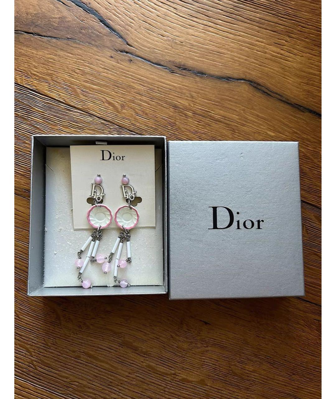 CHRISTIAN DIOR Розовые металлические серьги, фото 3