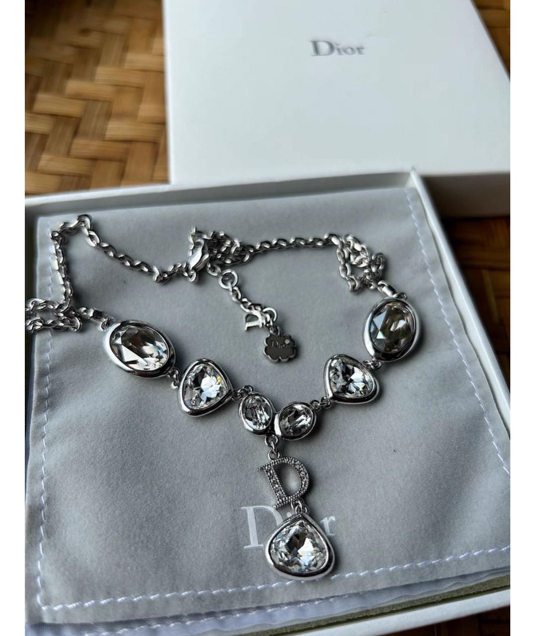 CHRISTIAN DIOR Серебряное стеклянное колье, фото 2
