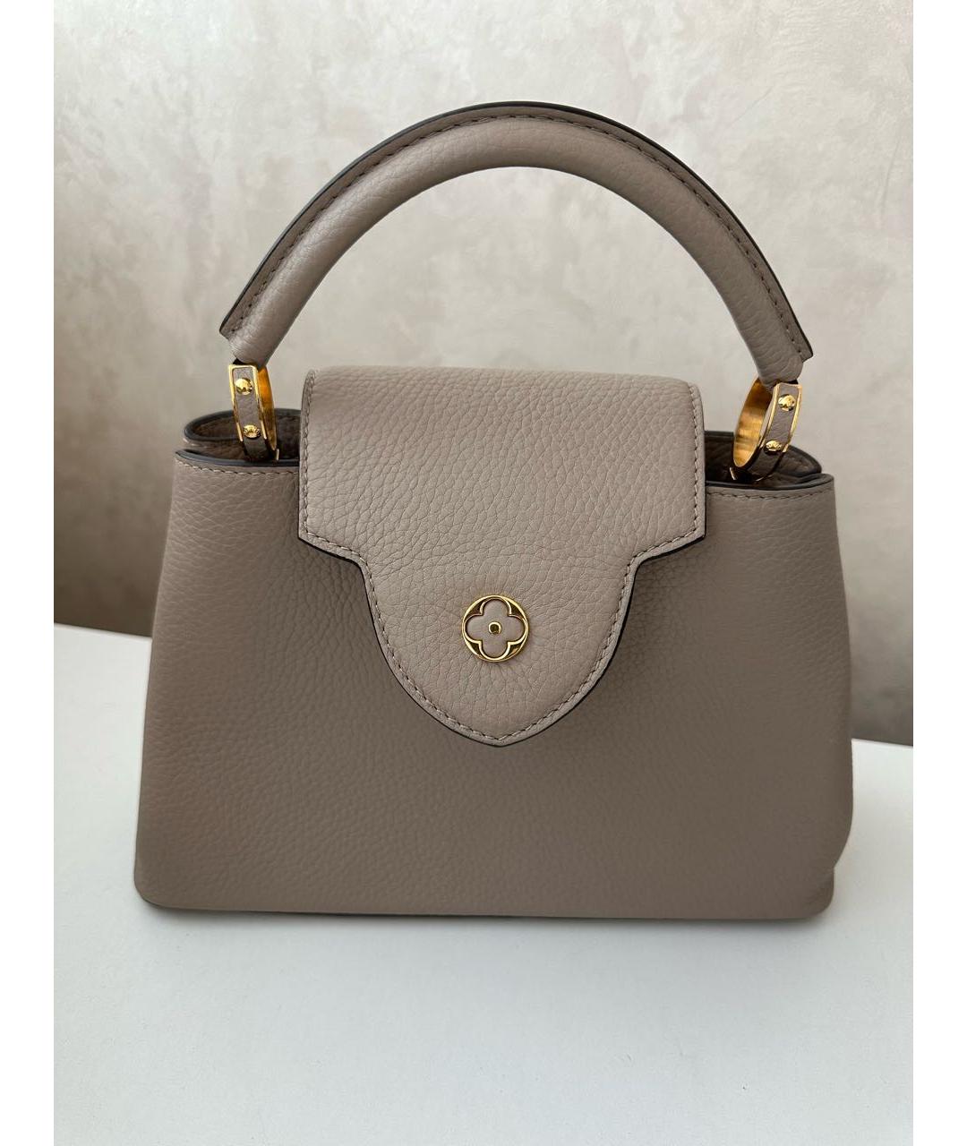 LOUIS VUITTON Бежевая кожаная сумка с короткими ручками, фото 3