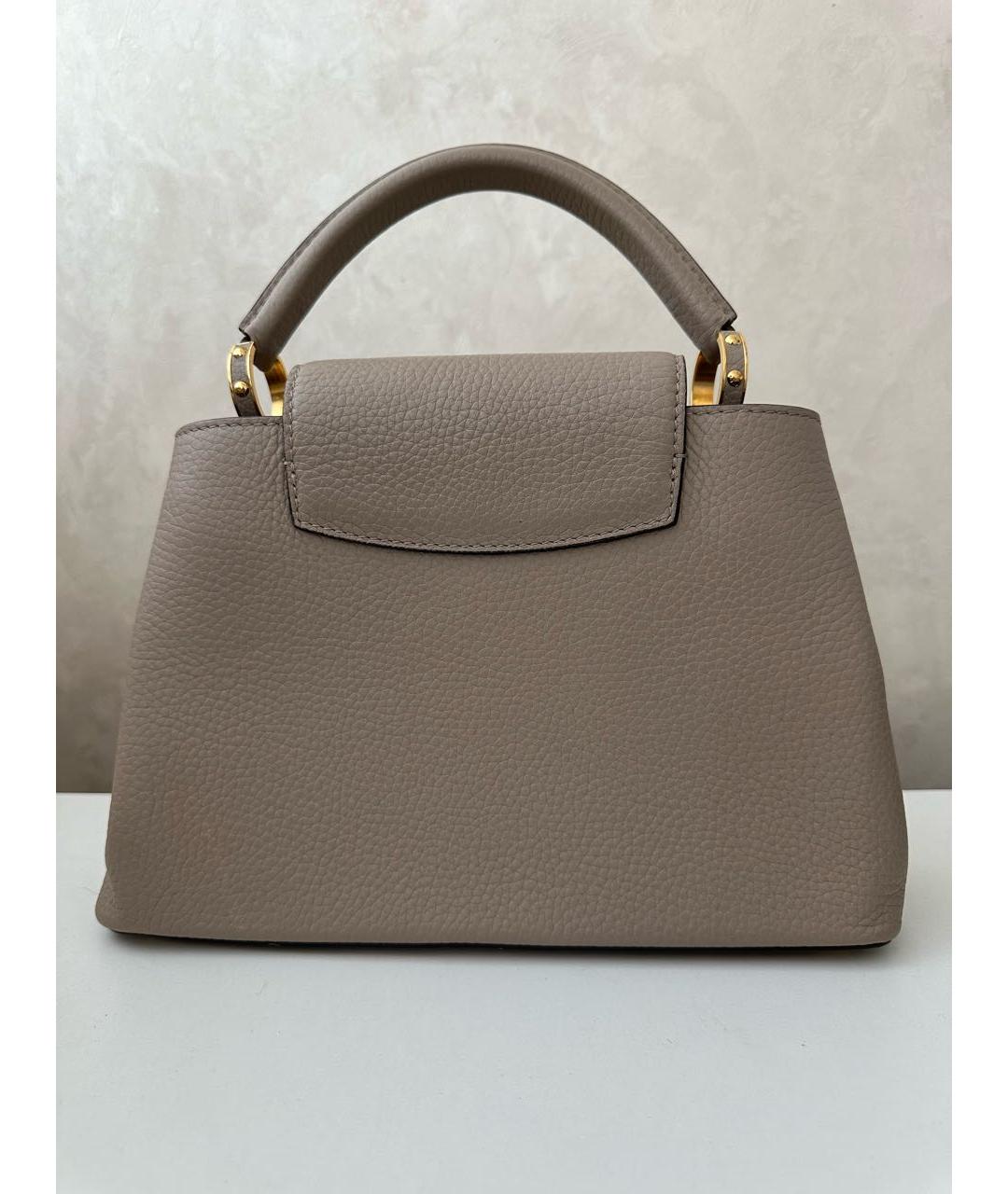 LOUIS VUITTON Бежевая кожаная сумка с короткими ручками, фото 2