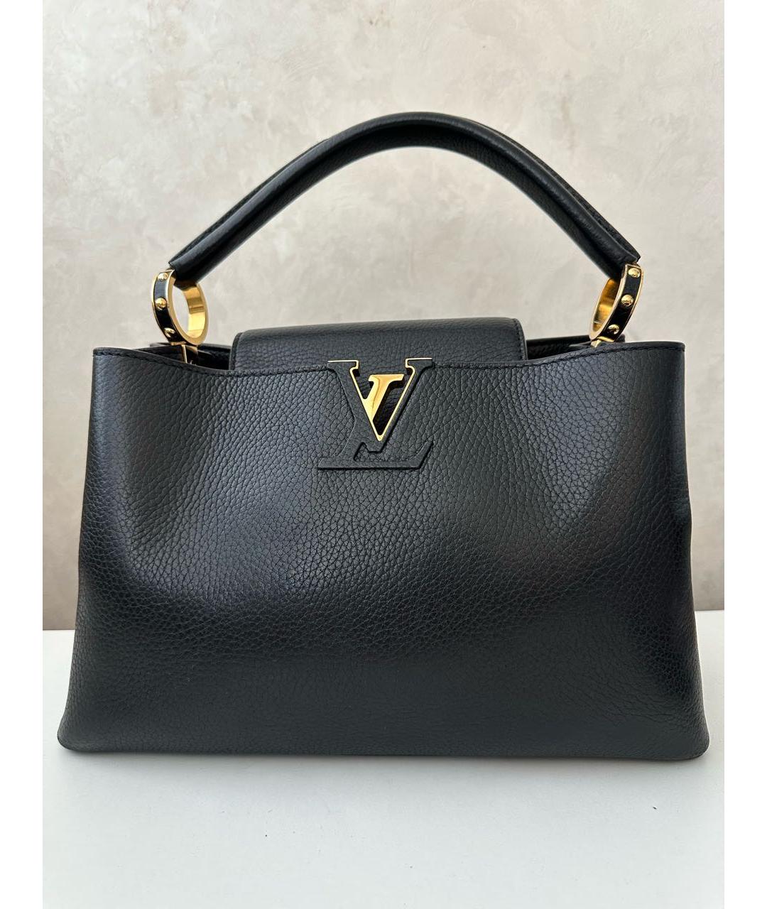 LOUIS VUITTON Черная кожаная сумка с короткими ручками, фото 5
