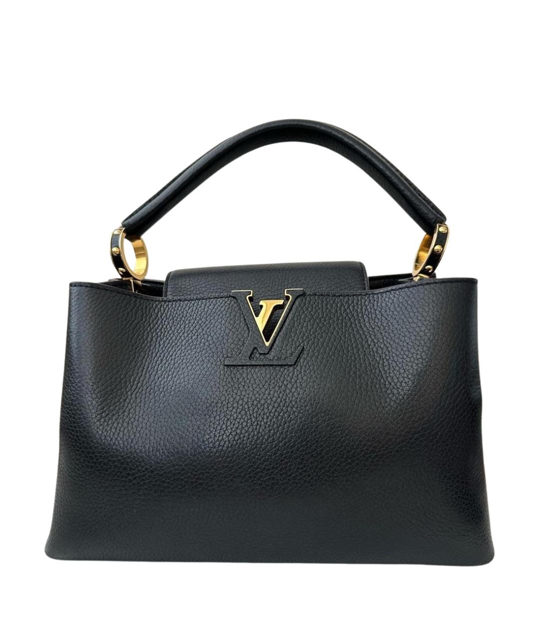 LOUIS VUITTON Черная кожаная сумка с короткими ручками, фото 1