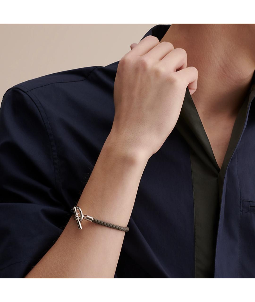 HERMES Серый кожаный браслет, фото 2