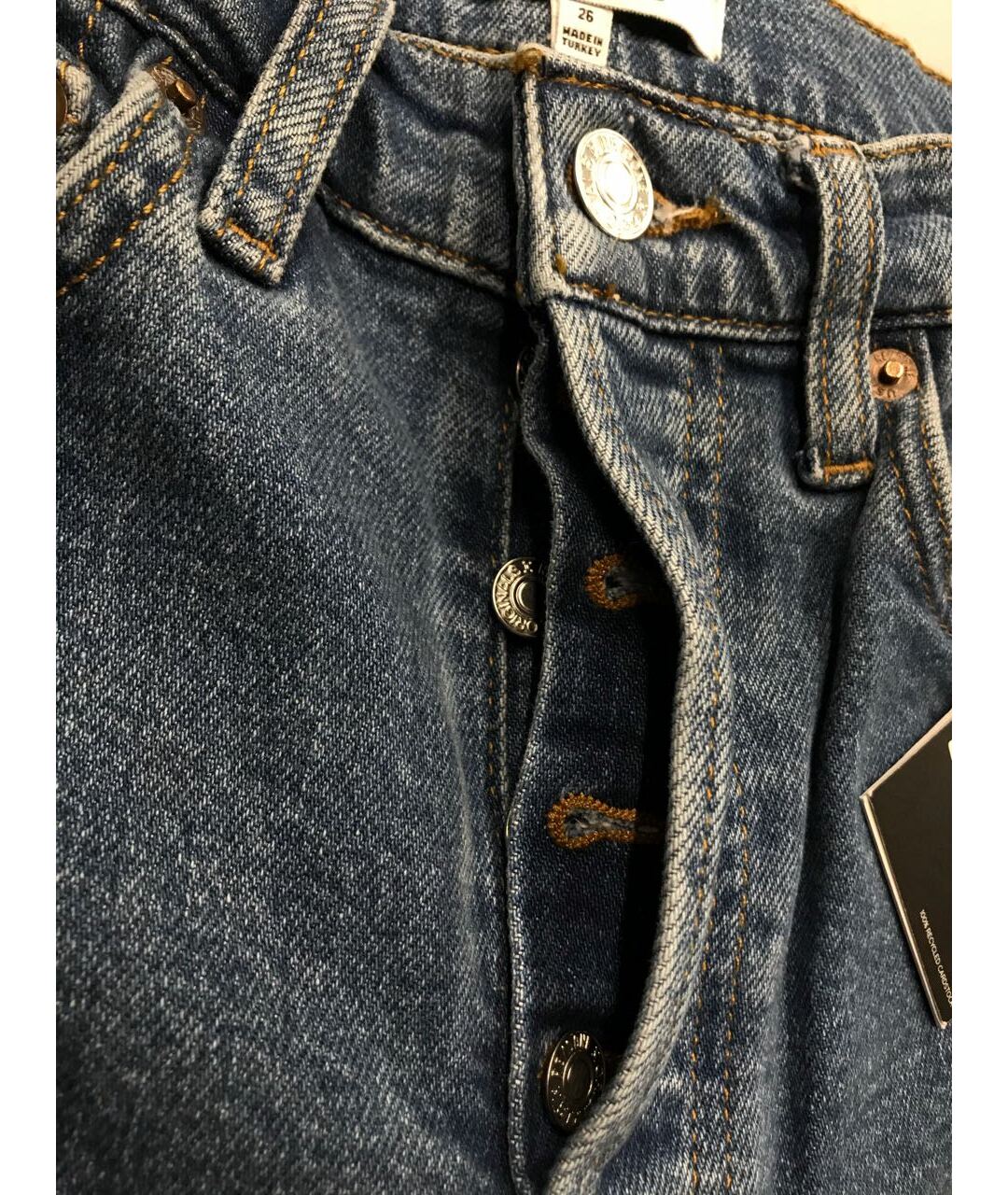RE/DONE Синие хлопковые джинсы слим, фото 6
