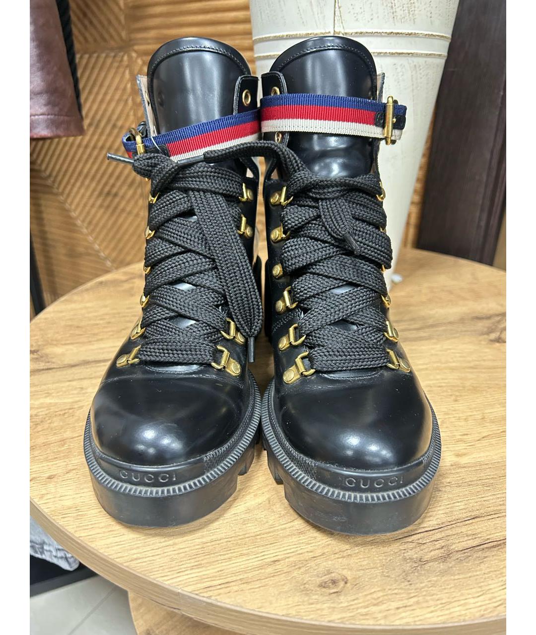 GUCCI Черные кожаные ботинки, фото 2