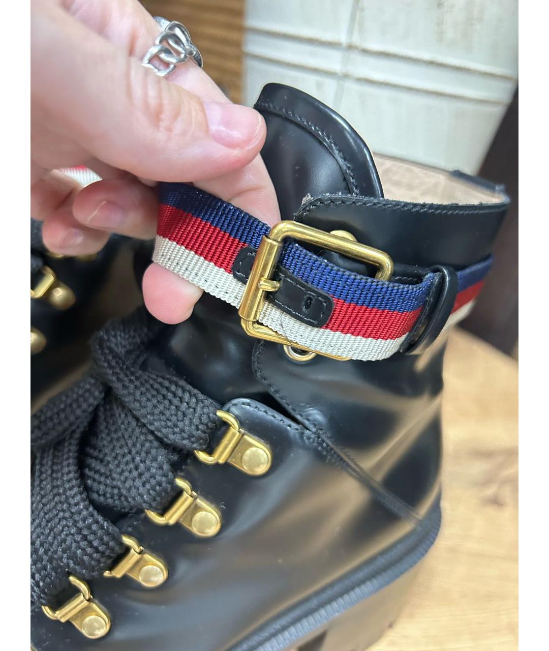 GUCCI Черные кожаные ботинки, фото 3