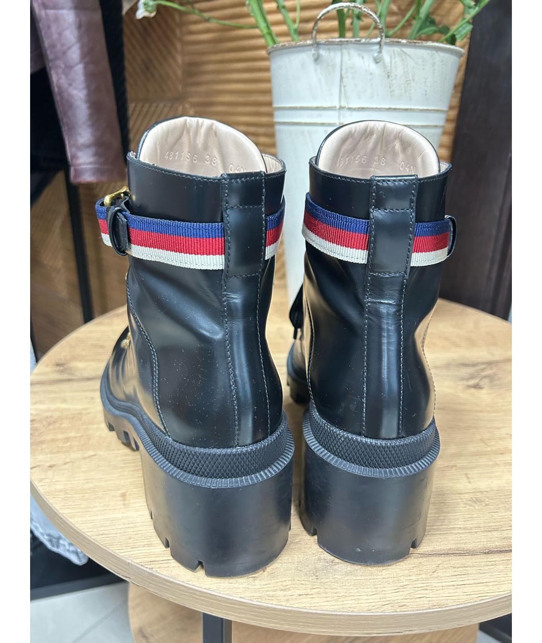GUCCI Черные кожаные ботинки, фото 5
