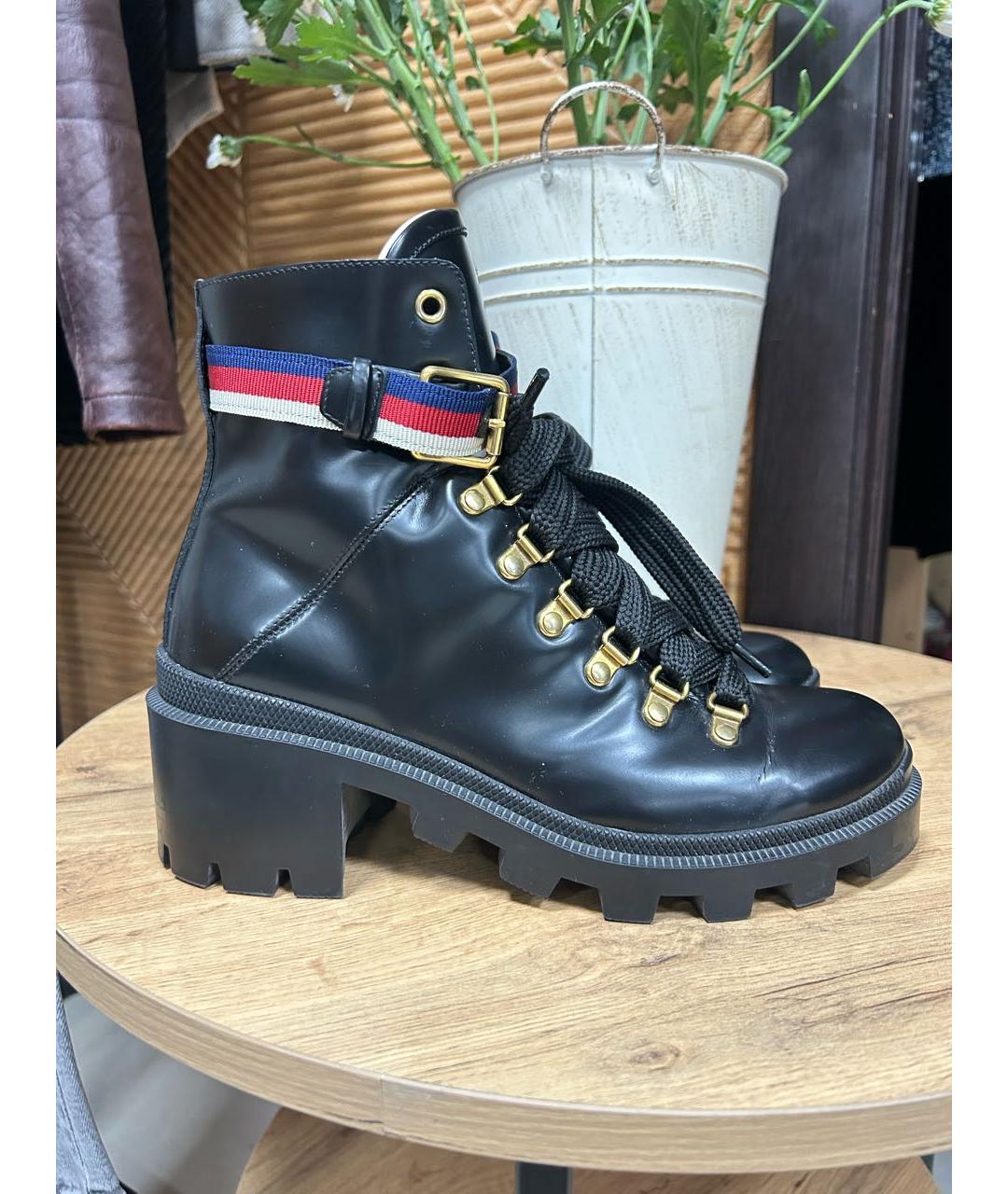 GUCCI Черные кожаные ботинки, фото 7