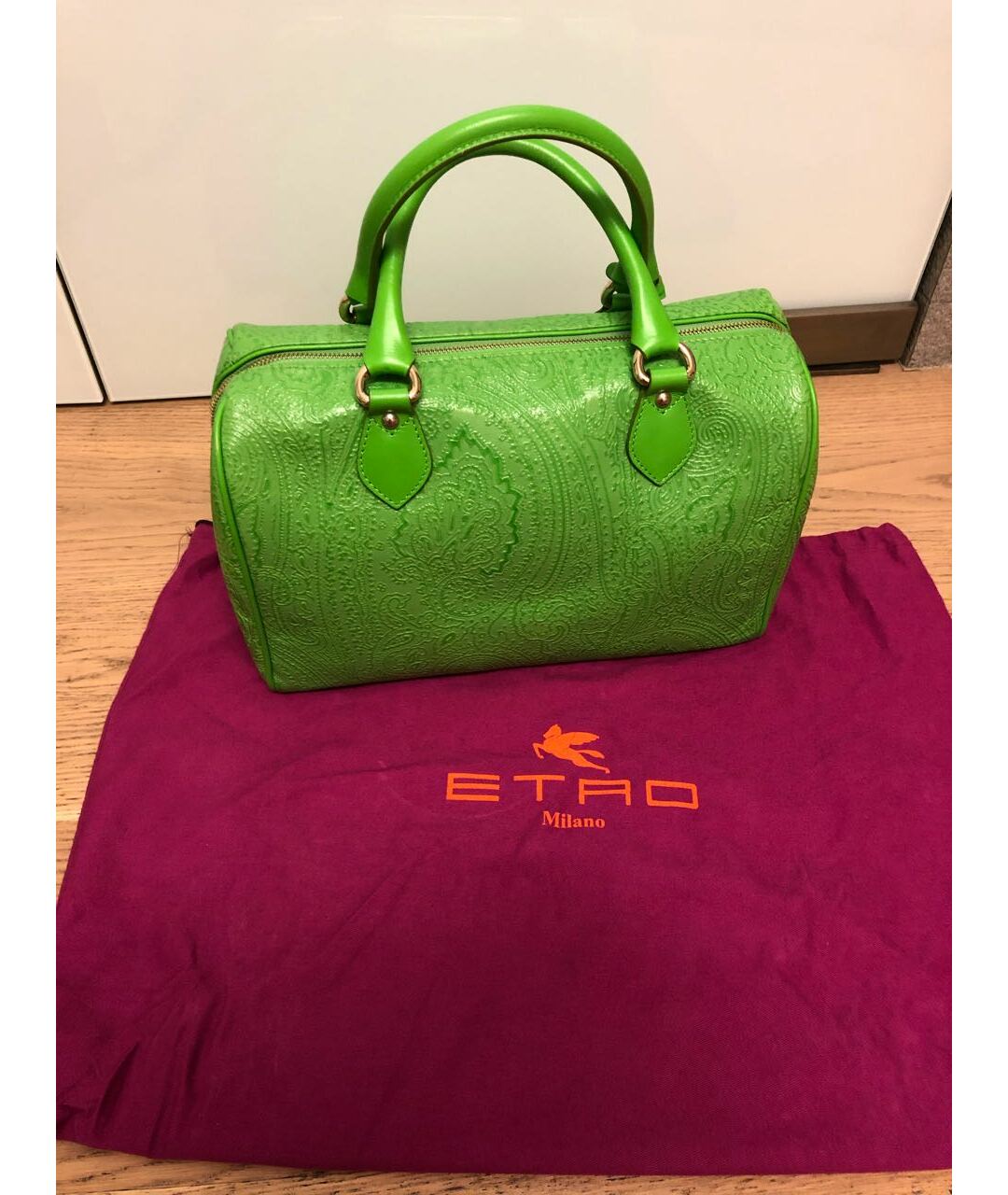 ETRO Зеленая кожаная сумка тоут, фото 5