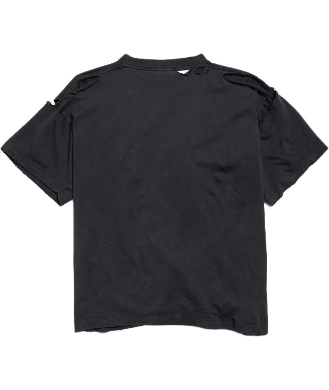 BALENCIAGA Черная хлопковая футболка, фото 2