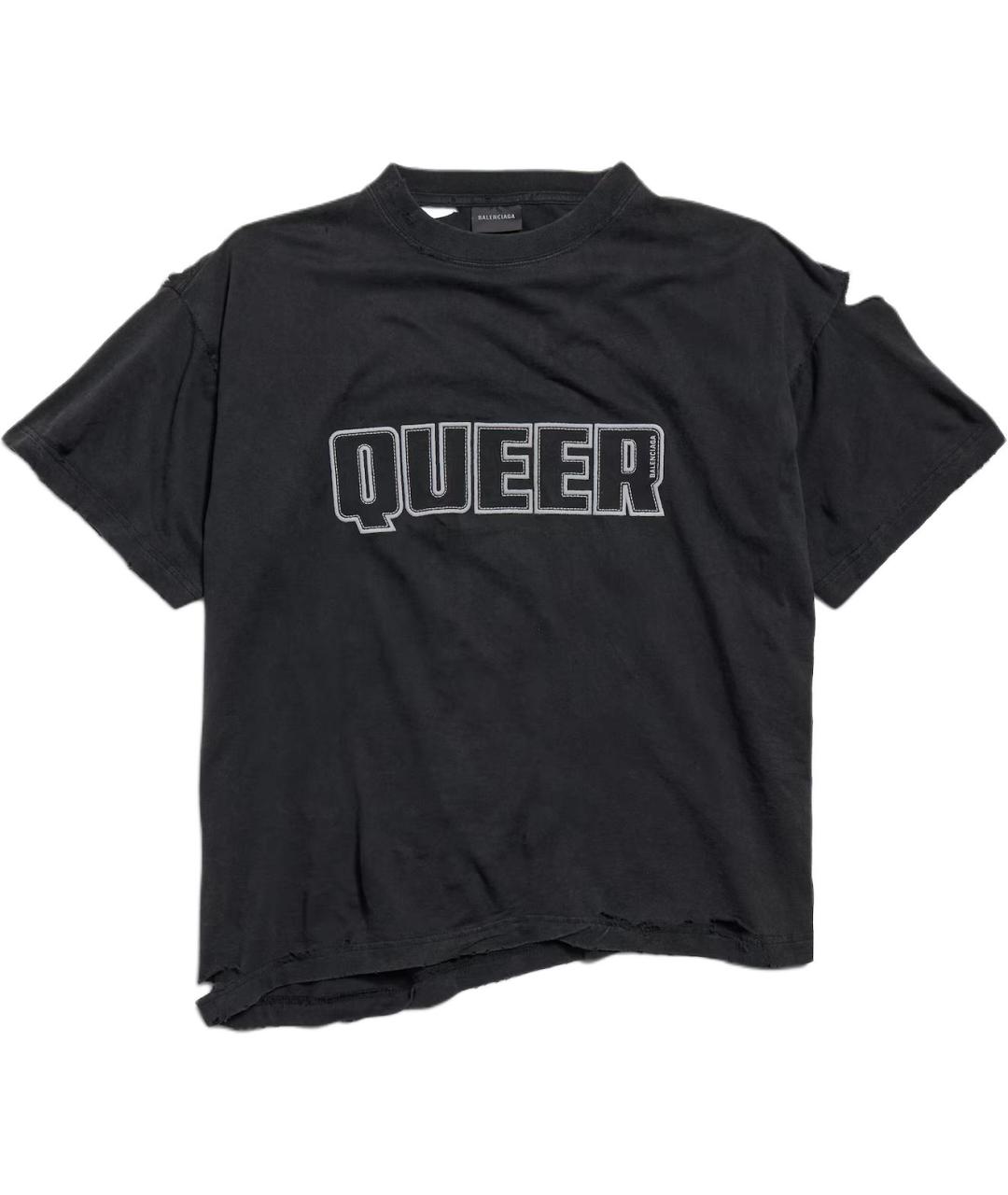 BALENCIAGA Черная хлопковая футболка, фото 1