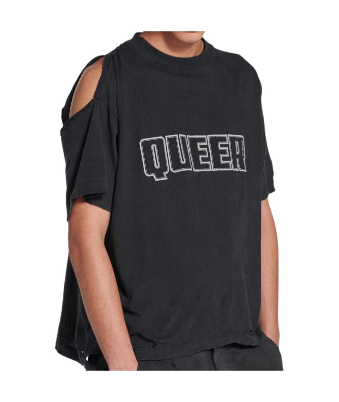 BALENCIAGA Черная хлопковая футболка, фото 7