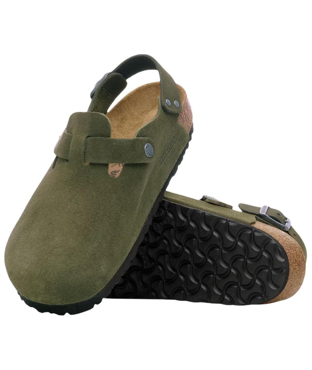 BIRKENSTOCK Зеленые замшевые мюли, фото 5