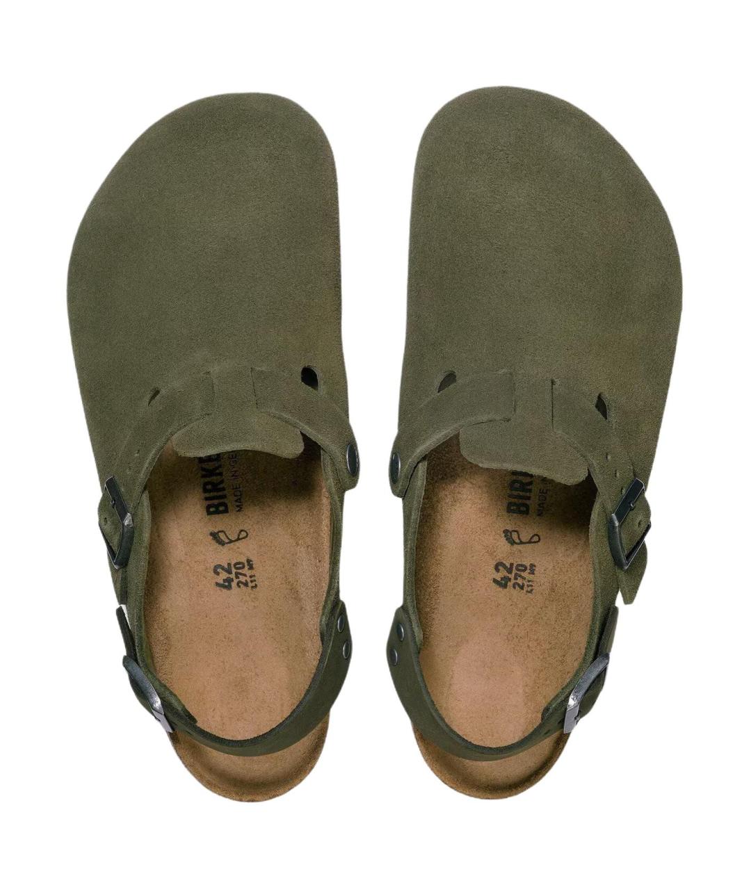 BIRKENSTOCK Зеленые замшевые мюли, фото 4