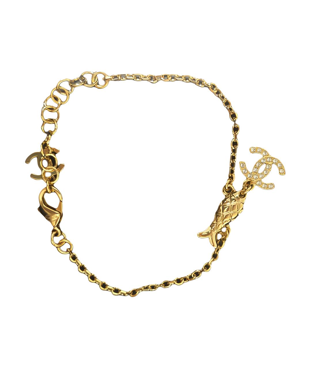 CHANEL Золотой металлический браслет, фото 1