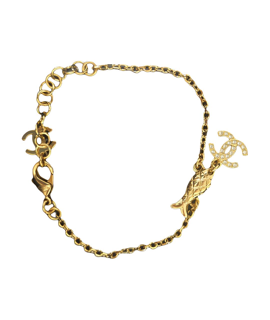 CHANEL Золотой металлический браслет, фото 2