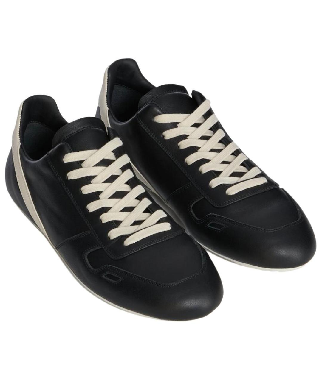 RICK OWENS Черные кожаные низкие кроссовки / кеды, фото 3