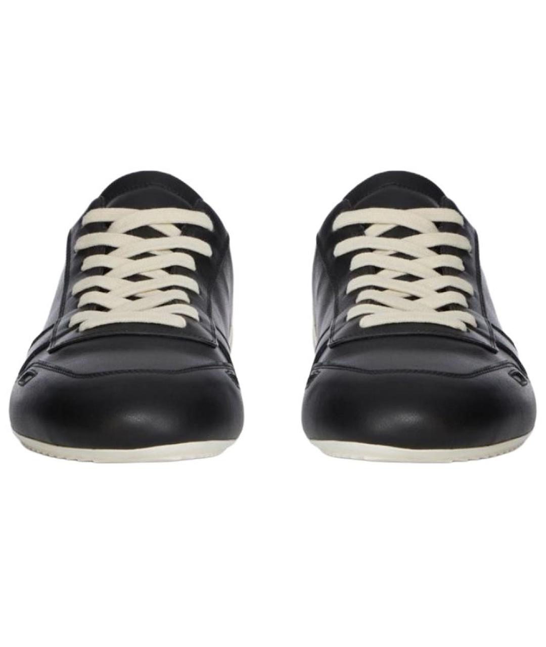 RICK OWENS Черные кожаные низкие кроссовки / кеды, фото 4