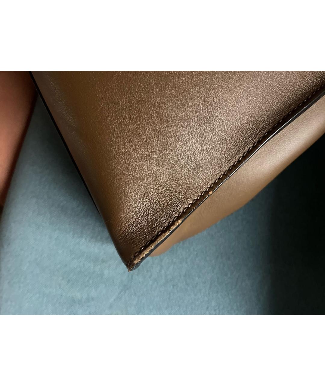 FENDI Коричневая кожаная сумка с короткими ручками, фото 5