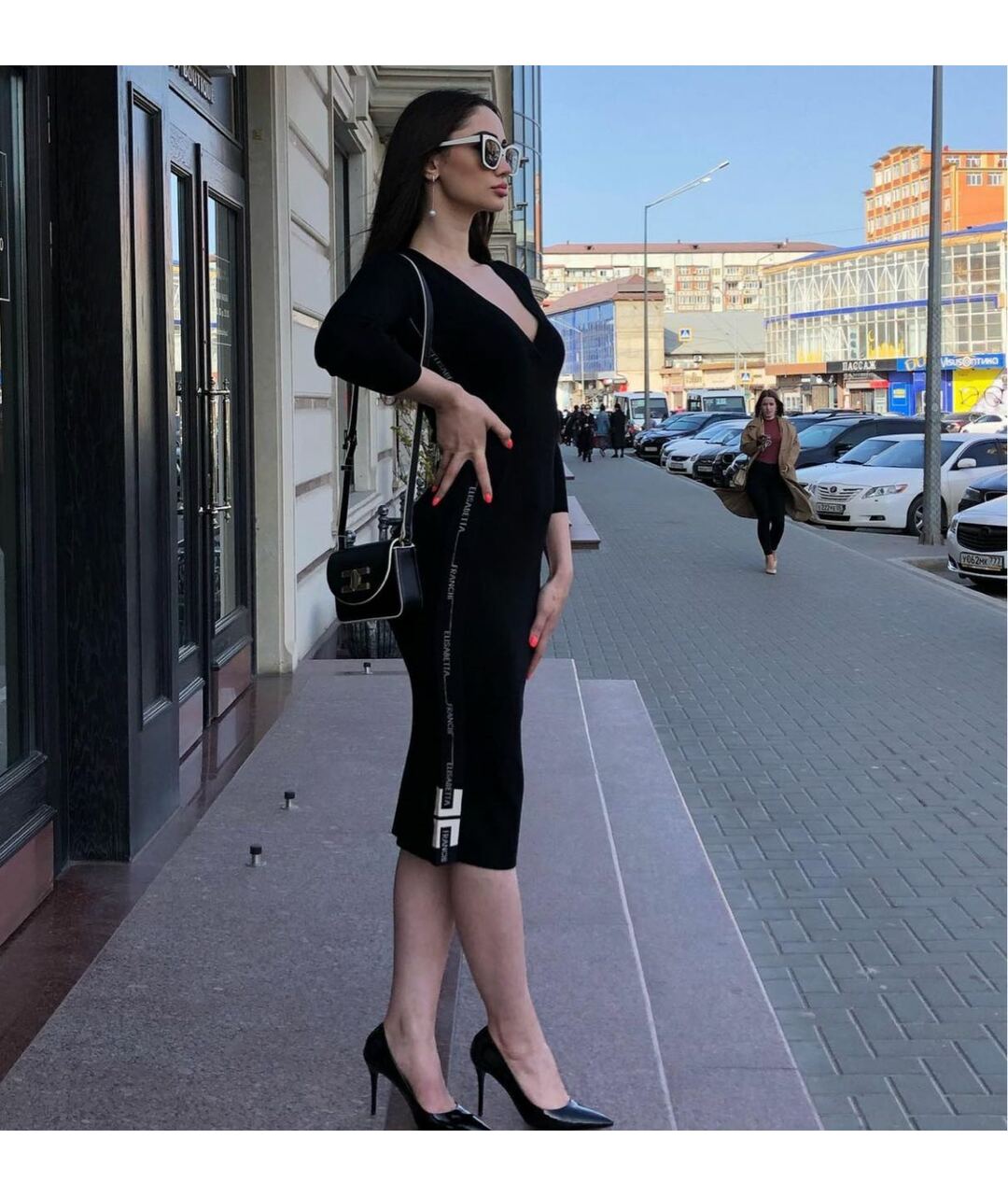 ELISABETTA FRANCHI Черное повседневное платье, фото 7