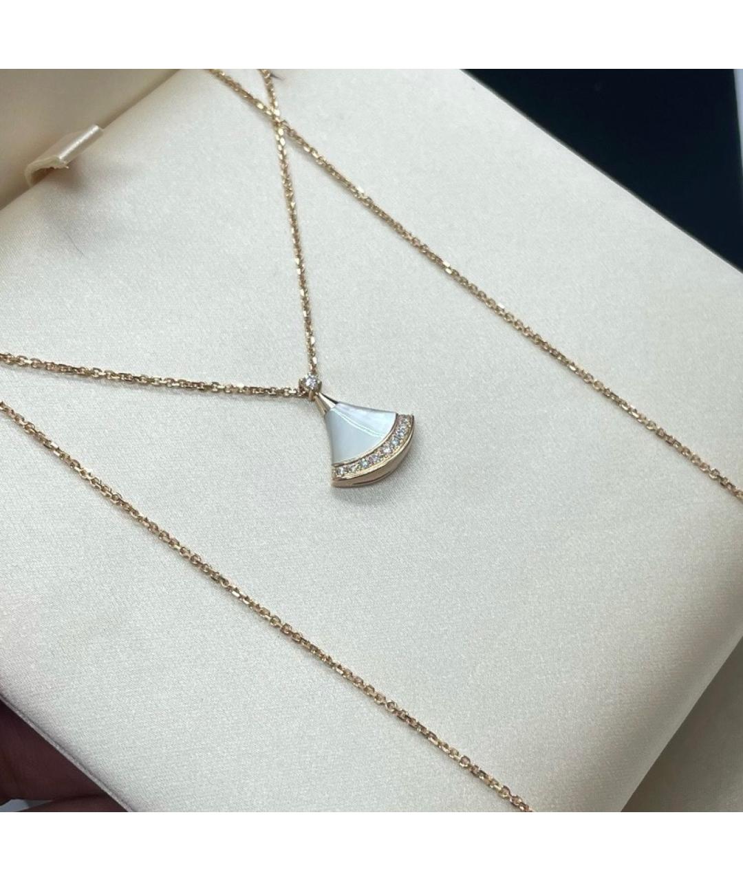 BVLGARI Белая подвеска из розового золота, фото 3